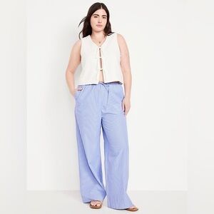 Old Navy blue Stripe High-Waisted Poplin Super Wide-Leg Pants XL